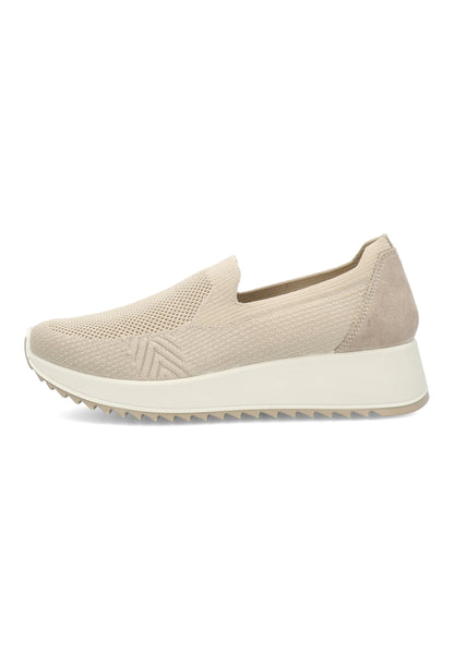 Mocassino ENVAL SOFT scarpa donna MADE IN ITALY tessuto elasticizzato Flyknit crema