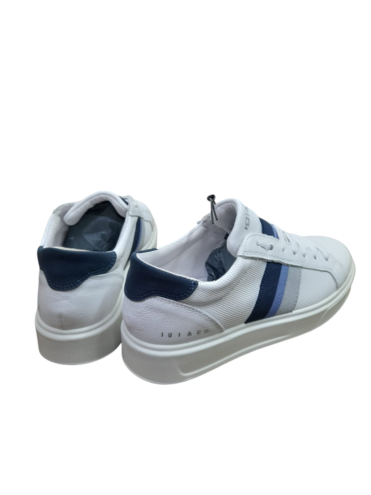Sneakers IGI&CO scarpa sportiva da uomo MADE IN ITALY in pelle/fiore bottolato bianco