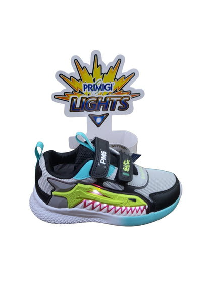 Sneakers PRIMIGI SPORT LIGHTS scarpa ginnastica da bambino in tessuto grigio e e nero