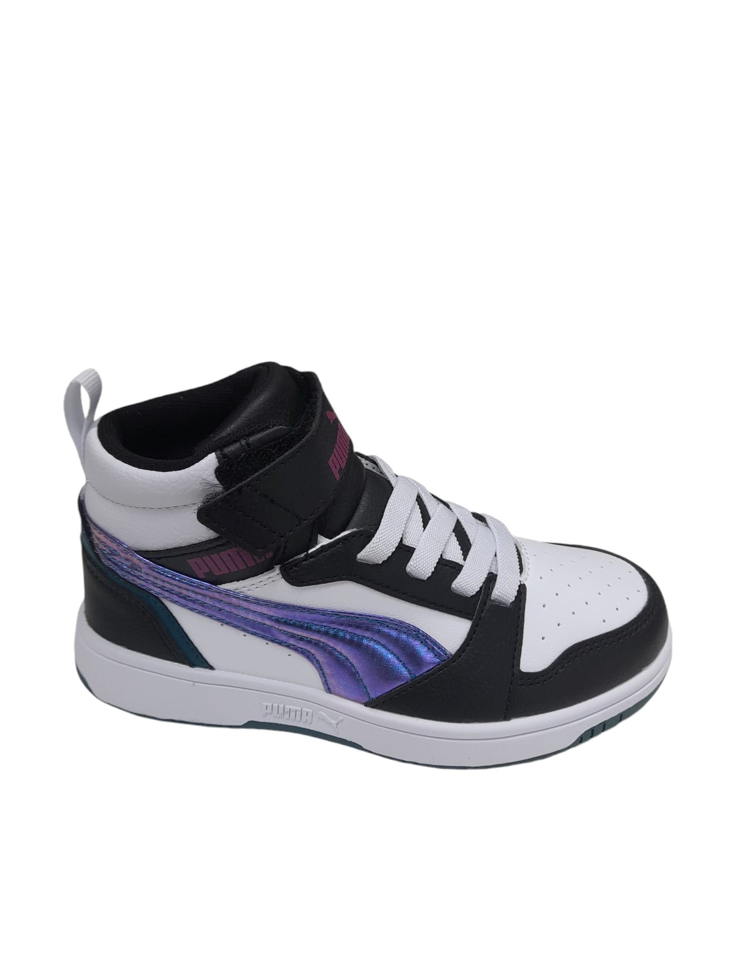 Puma Rebd V6 MidBouncySky AC+PS scarpa colletto rialzato bambina pelle bianca e nera