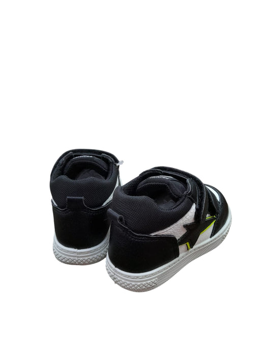 Sneaker PRIMIGI scarpa bambino Primi Passi in pelle bottolato nera e bianco