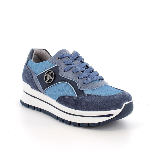 Sneakers IGI&CO scarpa donna MADE IN ITALY in camoscio e tessuto laminato avio jeans
