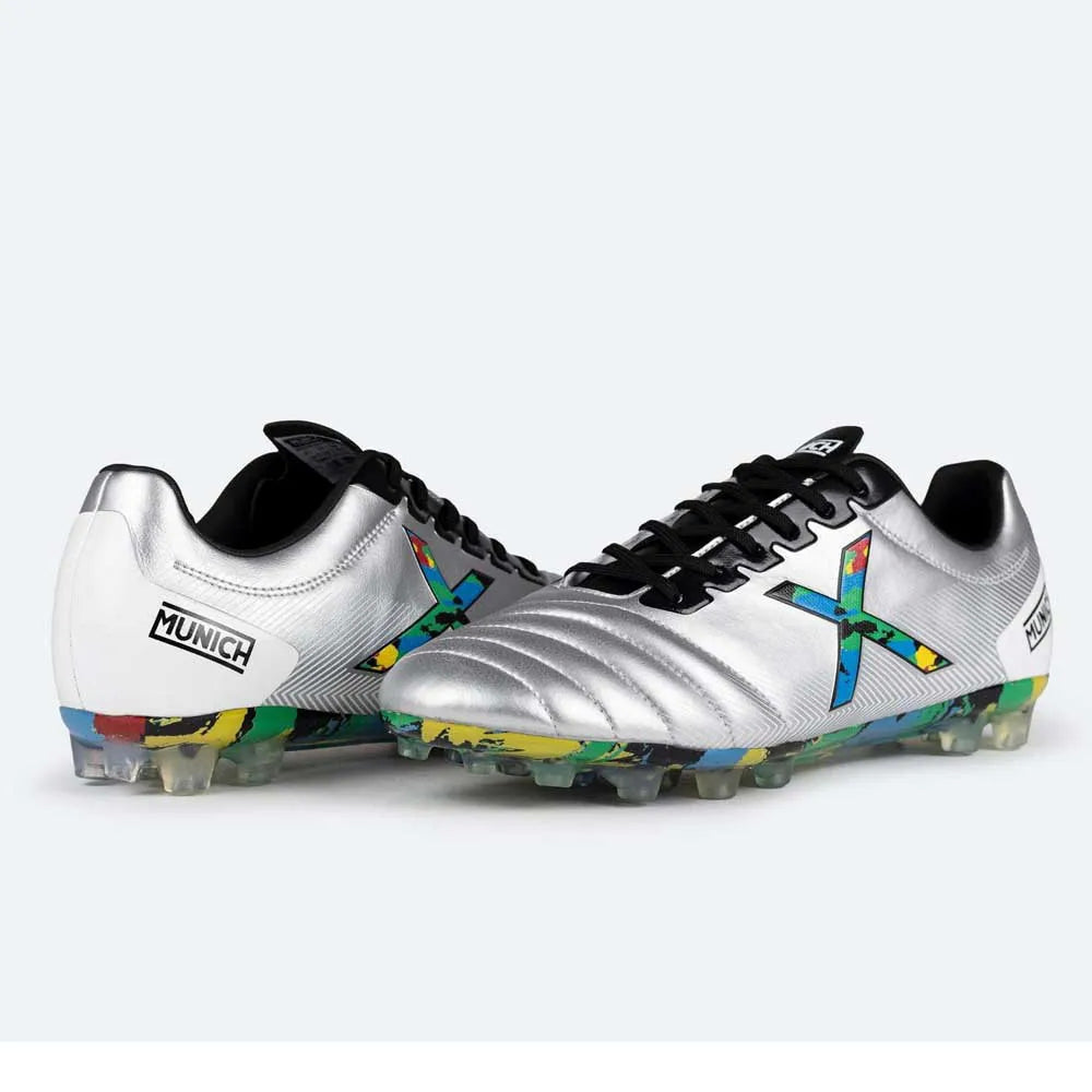 Scarpe da calcio  MUNICH ARENGA OLYMPIX 313 FG/AG da uomo in pelle argento