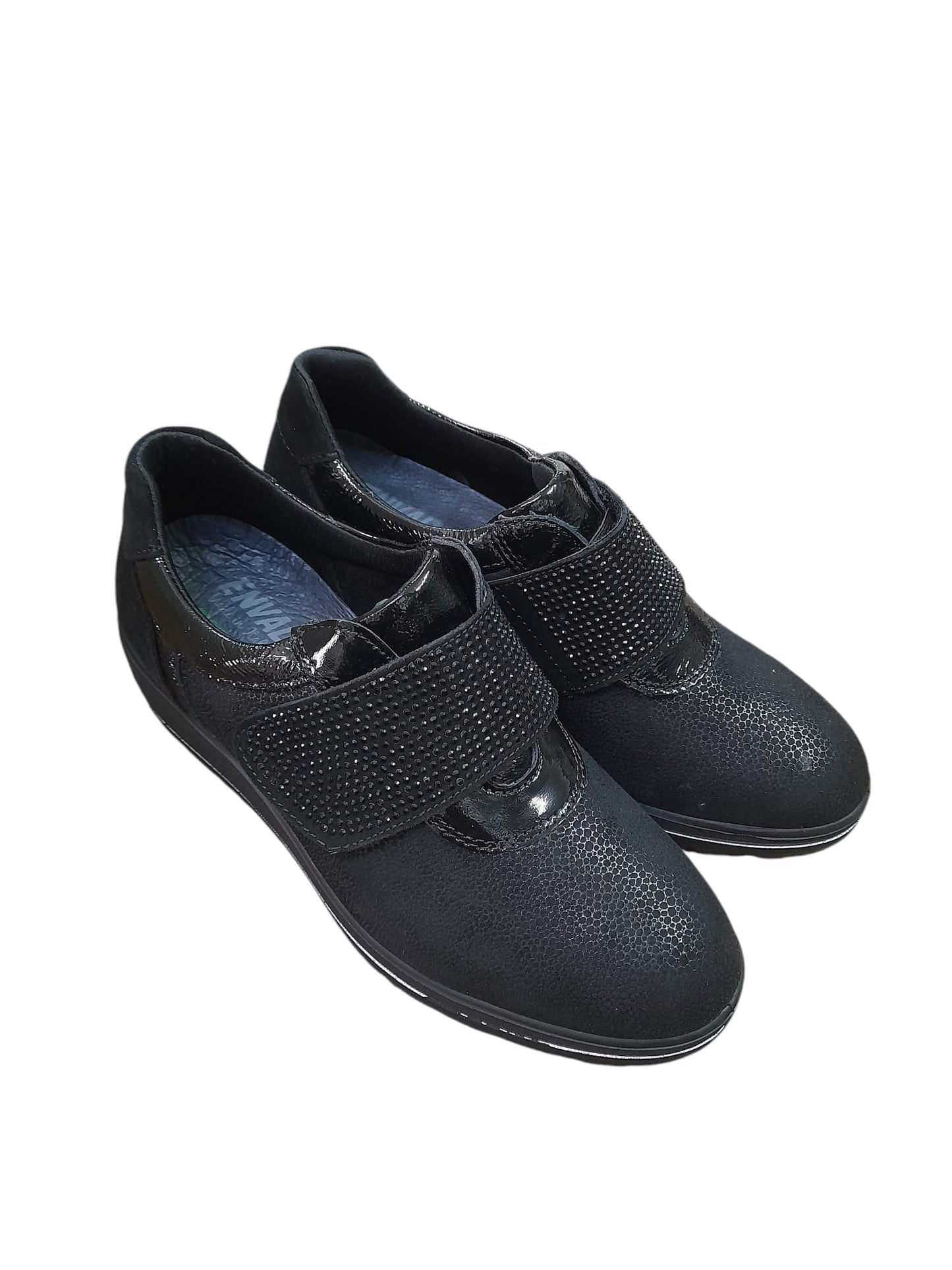 Sneaker ENVAL SOFT scarpa donna Linea confort MADE IN ITALY camoscio elastico nero