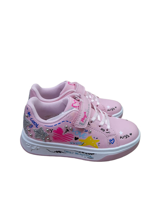 Sneaker PRIMIGI SPORT scarpa ginnastica da bambina in pelle rosa a strappi