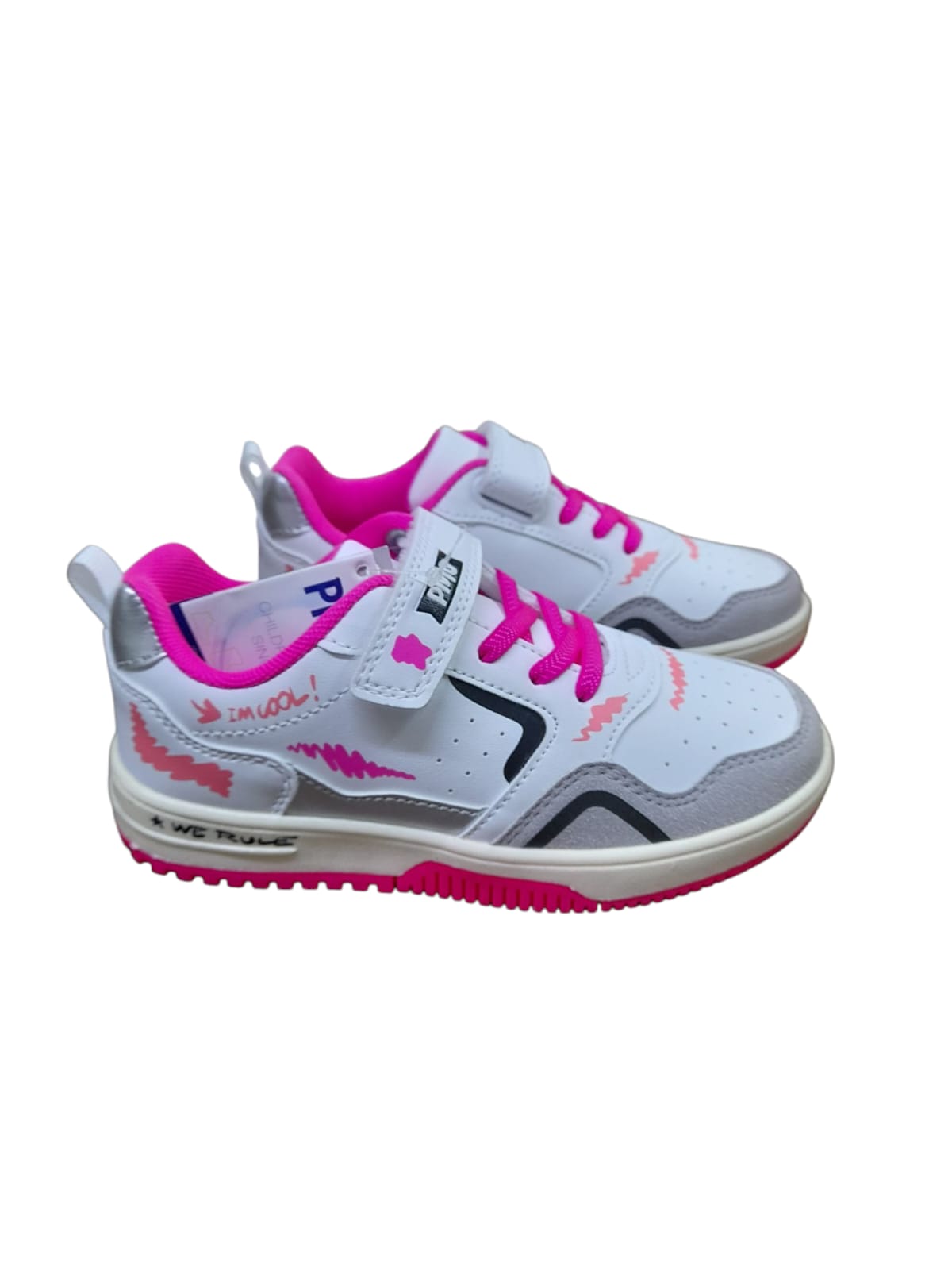 Scarpa da ginnastica PRIMIGI SPORT bambina in pelle bianco e fuxia