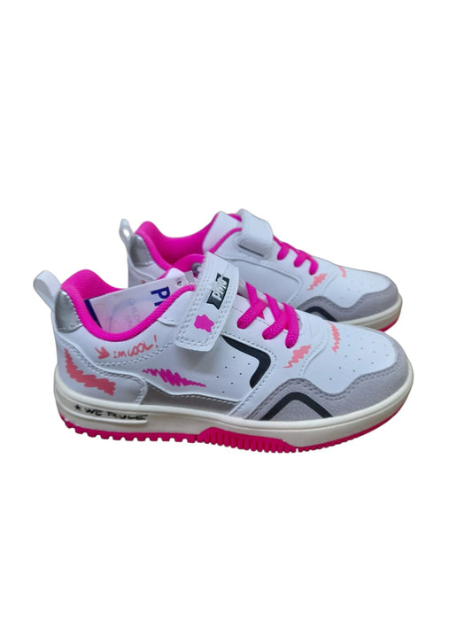 Scarpa da ginnastica PRIMIGI SPORT bambina in pelle bianco e fuxia