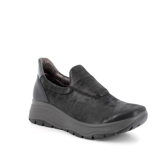 Mocassino ENVAL SOFT scarpa donna MADE IN ITALY in tessuto TEKFIT nero laminato