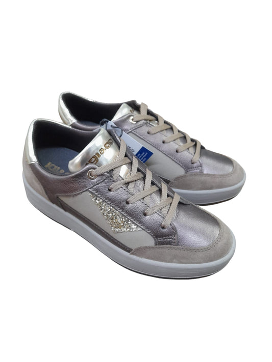 Sneakers IGI&CO scarpa donna MADE IN ITALY pelle/fiore bottolato e camoscio bronzo