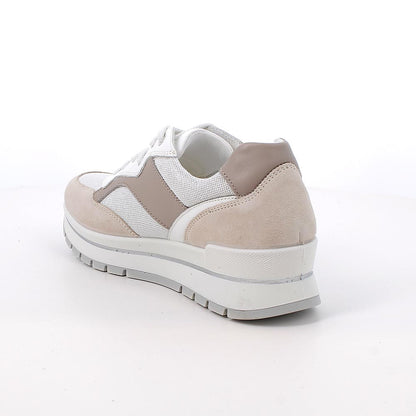 Sneakers IGI&CO scarpa donna MADE IN ITALY camoscio grigio e tessuto laminato bianco