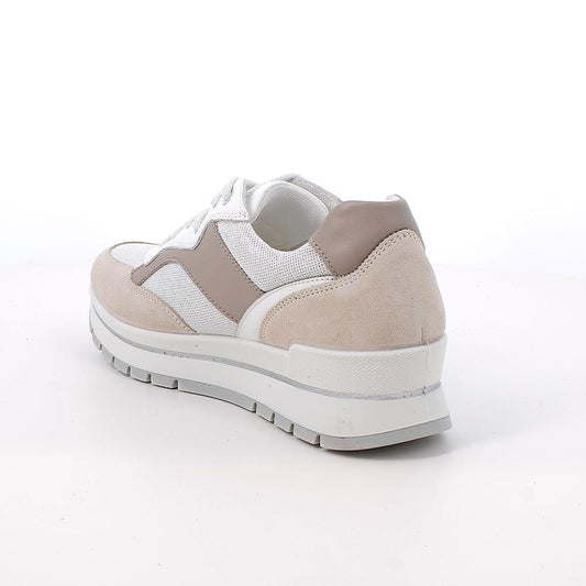 Sneakers IGI&CO scarpa donna MADE IN ITALY camoscio grigio e tessuto laminato bianco