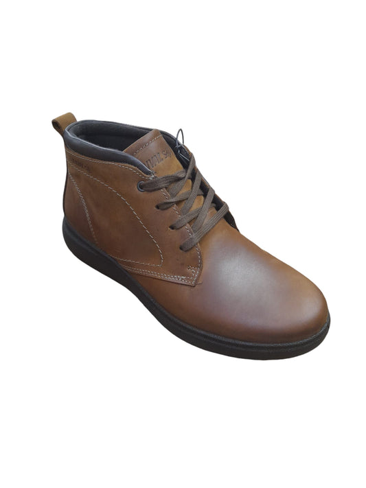 Polacchine ENVAL SOFT scarpa uomo MADE IN ITALY pelle/fiore cerato schiarito marrone