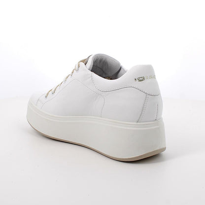 Sneakers IGI&CO PLATFORM scarpa donna a zeppa MADE IN ITALY in pelle/nappa bianco