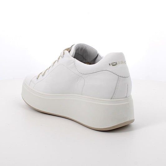Sneakers IGI&CO PLATFORM scarpa donna a zeppa MADE IN ITALY in pelle/nappa bianco