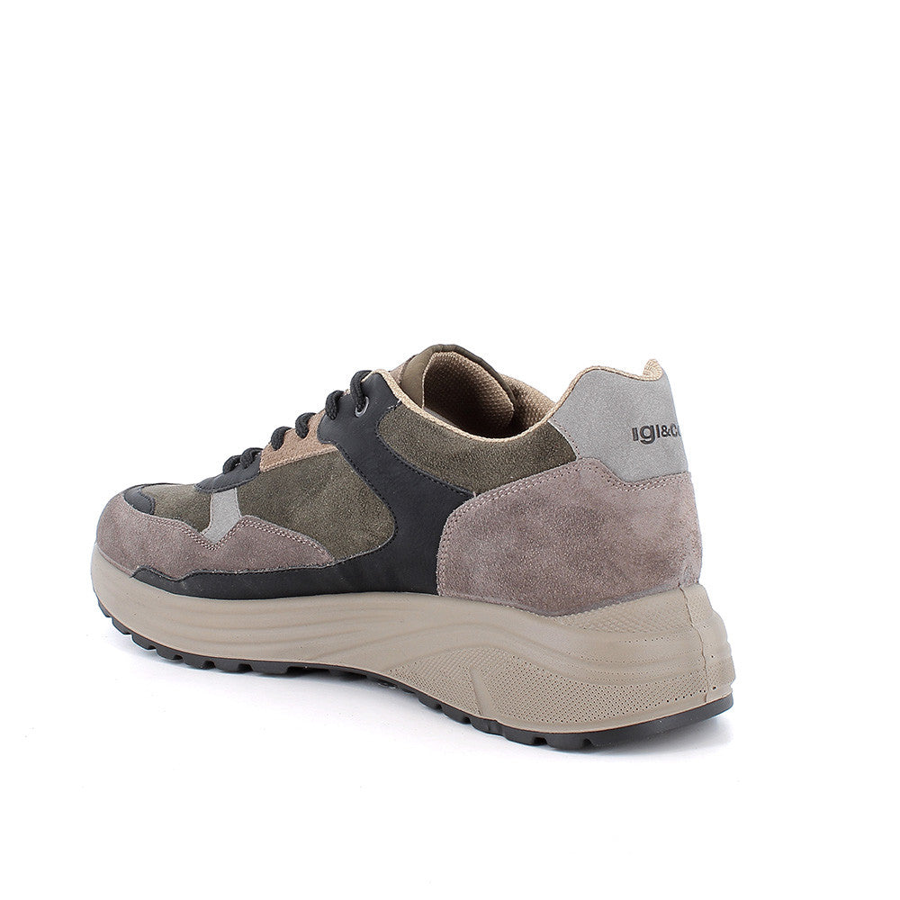 Scarpa uomo IGI&CO sneakers MADE IN ITALY in camoscio special fango e bosco