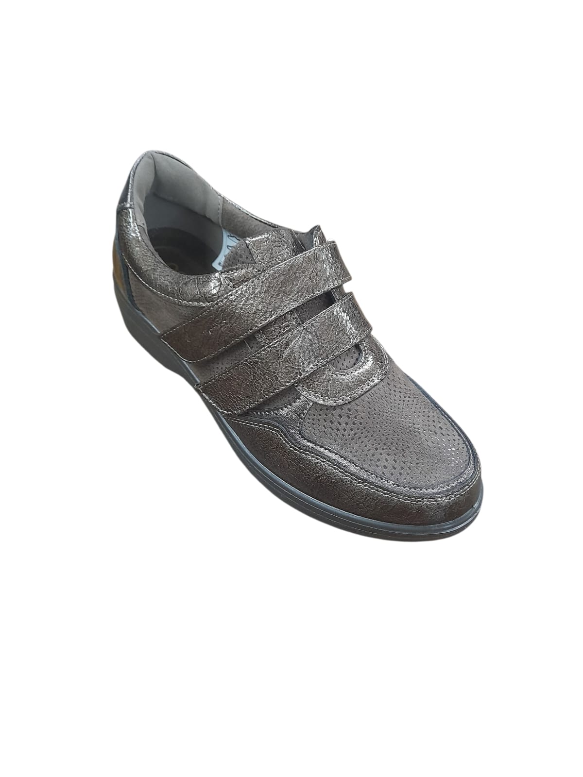 Sneaker linea confort AMARPIES scarpa casual donna in vernice e camoscio marrone