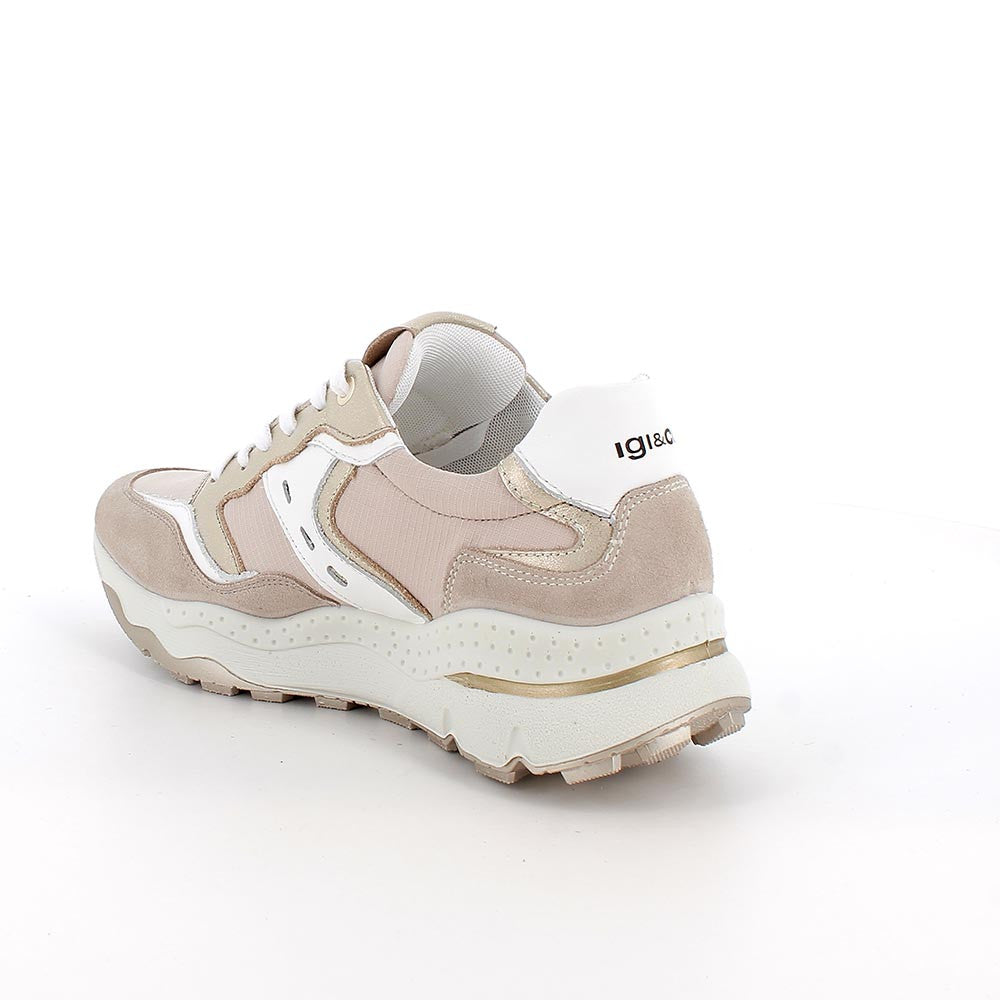 Sneakers IGI&CO scarpa donna MADE IN ITALY in camoscio e rete visone e beige