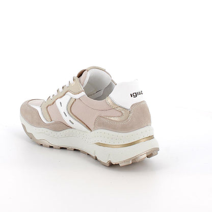 Sneakers IGI&CO scarpa donna MADE IN ITALY in camoscio e rete visone e beige