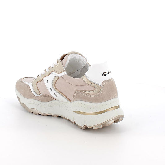 Sneakers IGI&CO scarpa donna MADE IN ITALY in camoscio e rete visone e beige
