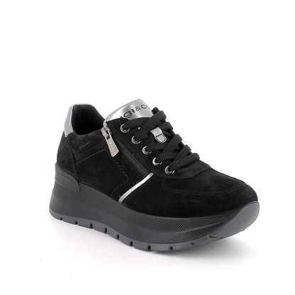 Sneakers IGI&CO scarpa sportiva da donna MADE IN ITALY in camoscio  nero