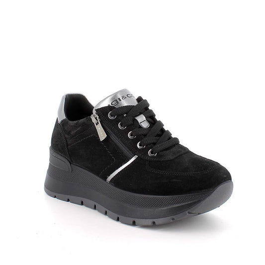 Sneakers IGI&CO scarpa sportiva da donna MADE IN ITALY in camoscio  nero