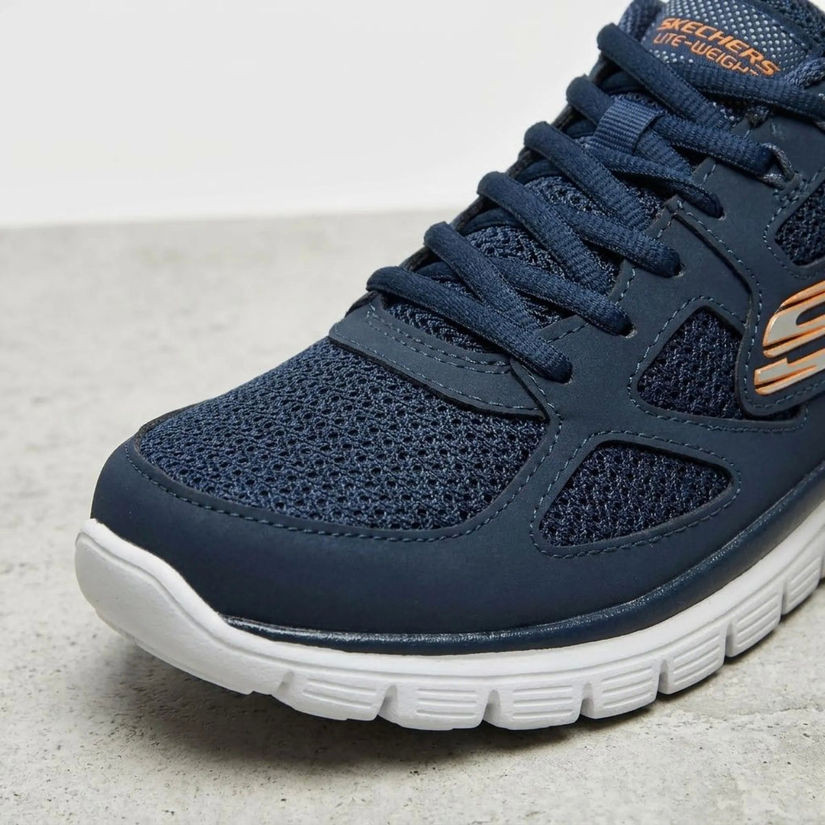 Sneakers SKECHERS scarpa running da uomo in pelle e tessuto tecnico blu notte