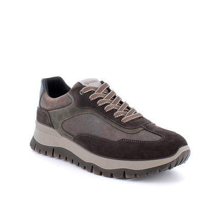 Sneakers IGI&CO scarpa sportiva uomo MADE IN ITALY in camoscio special e crosta caffe