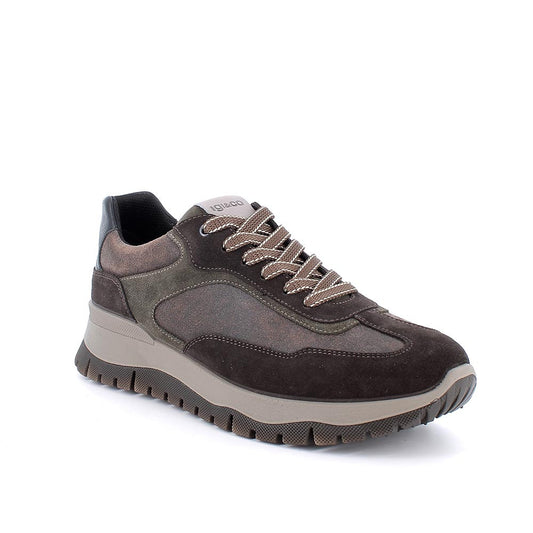 Sneakers IGI&CO scarpa sportiva uomo MADE IN ITALY in camoscio special e crosta caffe
