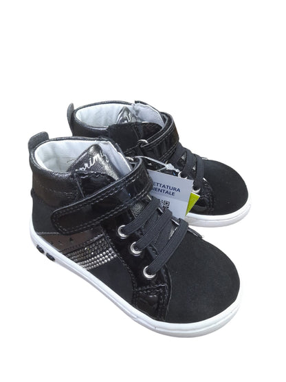 Sneakers PRIMIGI scarpa da bambina Primi Passsi in vernice e camoscio nero