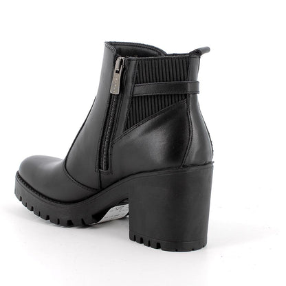 Tronchetto IGI&CO stivaletto a tacco MADE IN ITALY donna in pelle di nappa soft nero