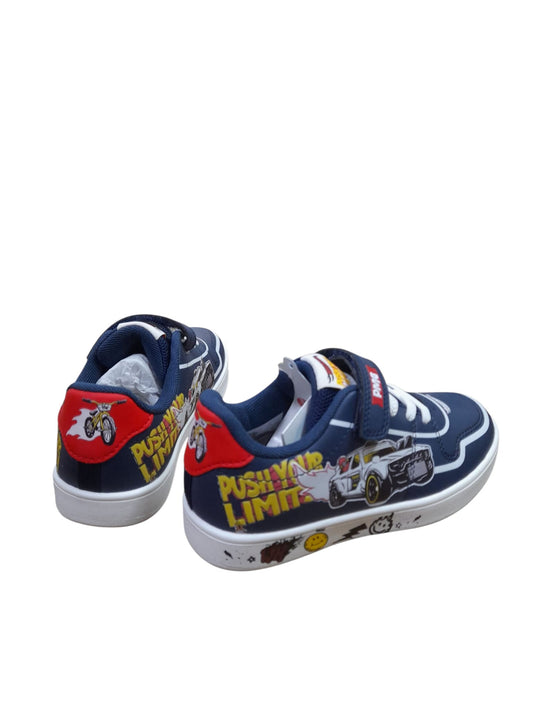 Sneakers PRIMIGI HOT WHEELS MATTEL scarpa ginnastica da bambino in pelle blu notte