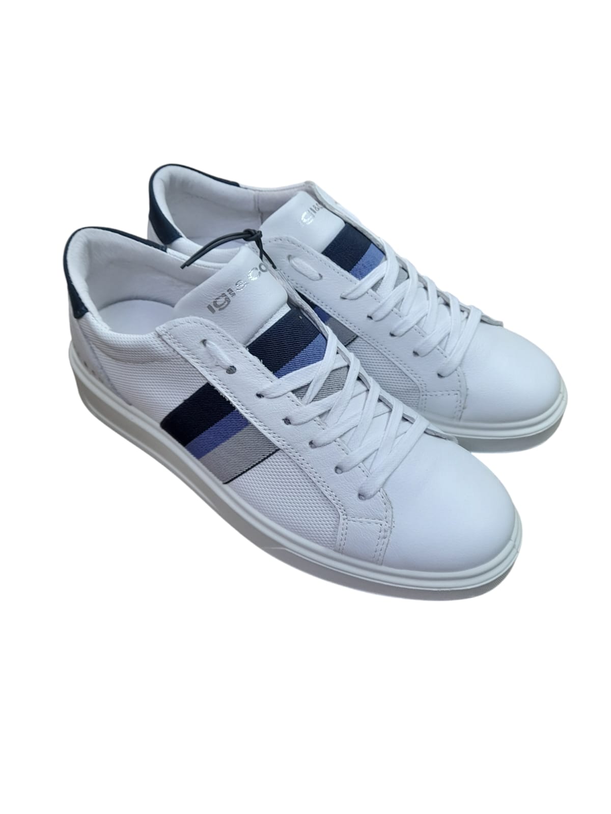 Sneakers IGI&CO scarpa sportiva da uomo MADE IN ITALY in pelle/fiore bottolato bianco