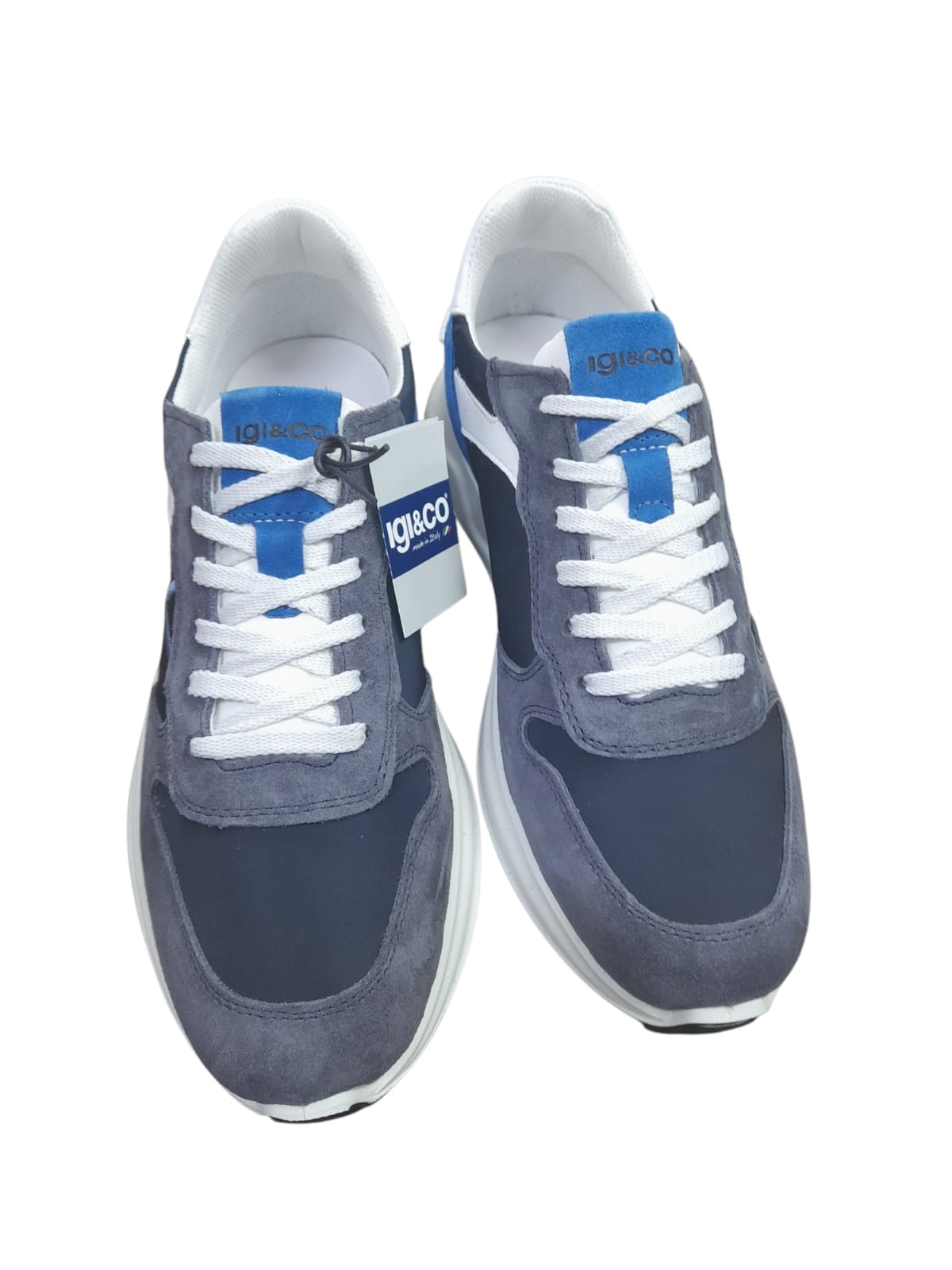 Sneakers IGI&CO scarpa sportiva uomo MADE IN ITALY in camoscio blu e tela jeans blu