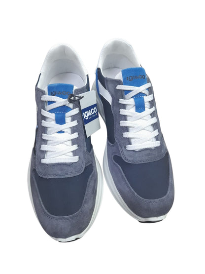 Sneakers IGI&CO scarpa sportiva uomo MADE IN ITALY in camoscio blu e tela jeans blu