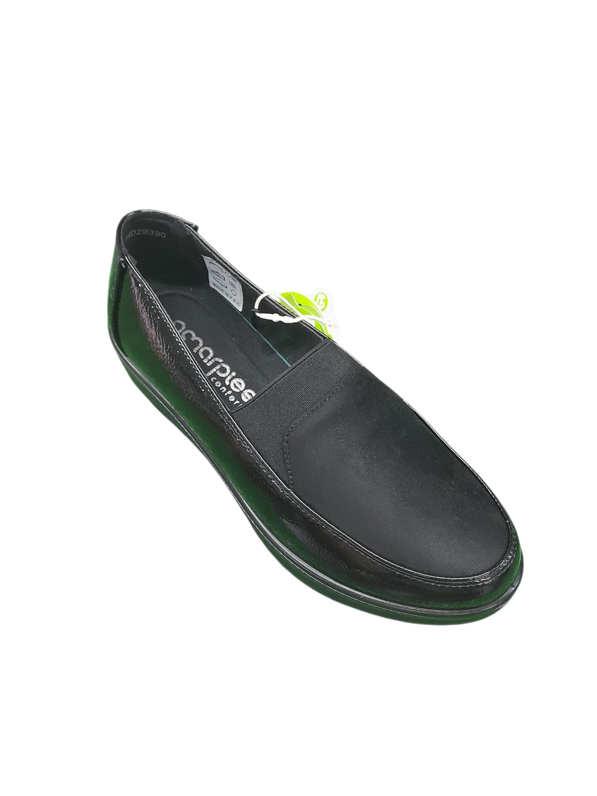Mocassino AMARPIES scarpa linea confort donna in vernice e nabuk nero