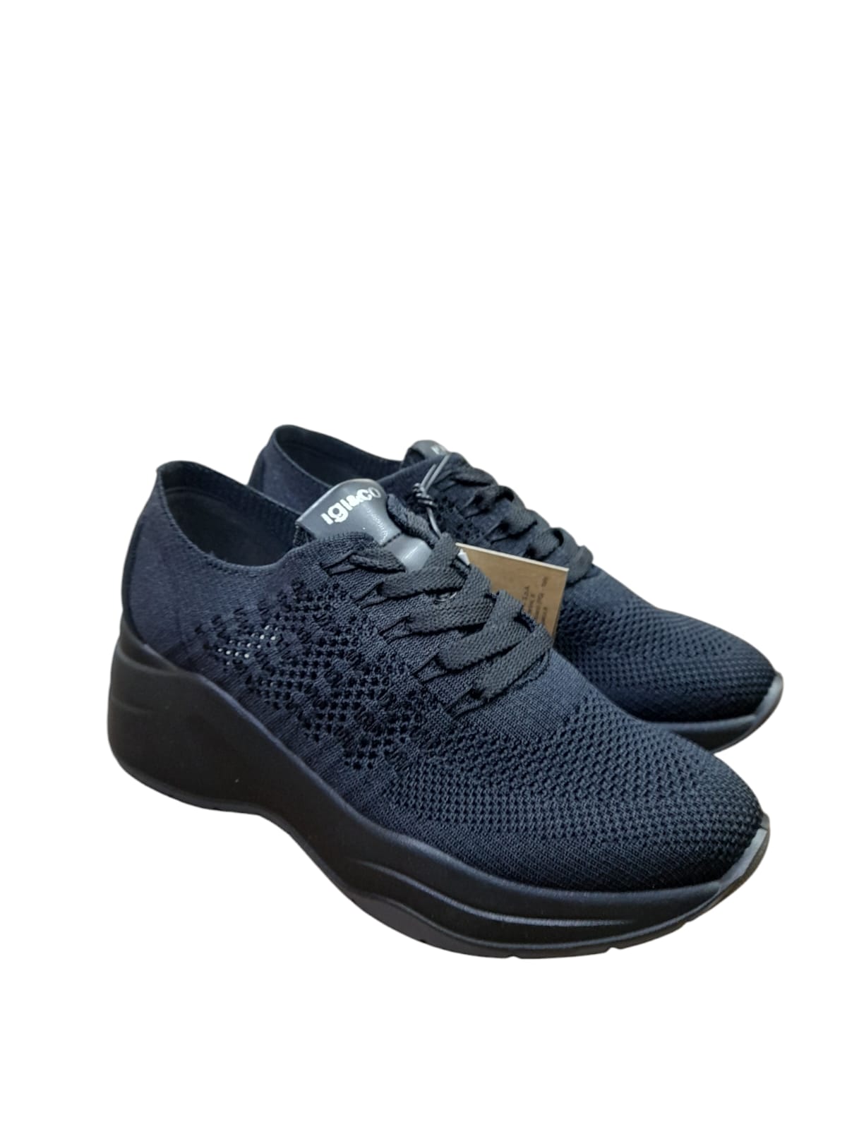 Sneakers IGI&CO scarpa  donna MADE IN ITALY in tessuto flyknit elasticizzato nero