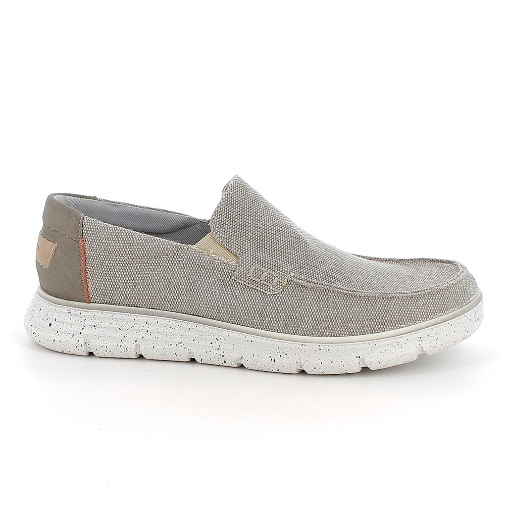 Mocassino IGI&CO scarpa da uomo MADE IN ITALY in tessuto canvas delave taupe