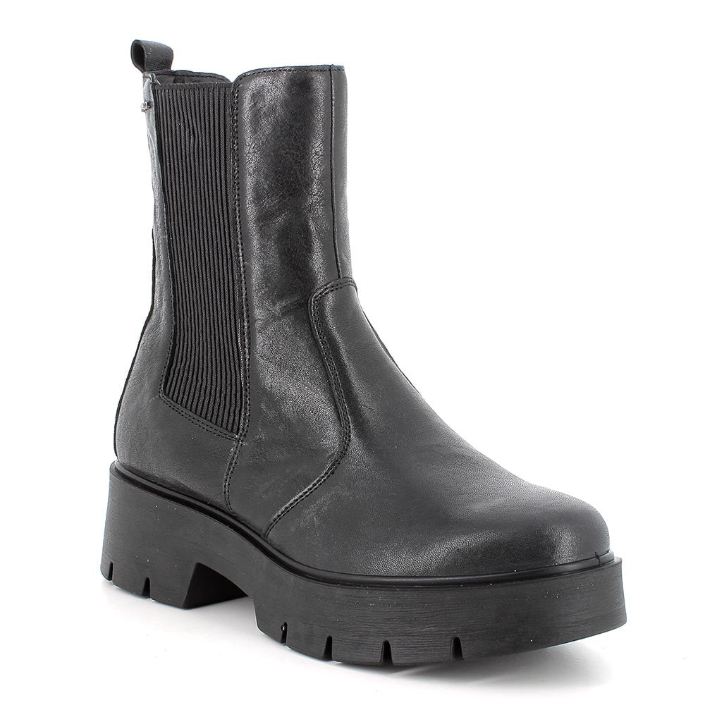 Tronchetto IGI&CO stivaletto MADE IN ITALY donna in pelle/capra metal parker nero