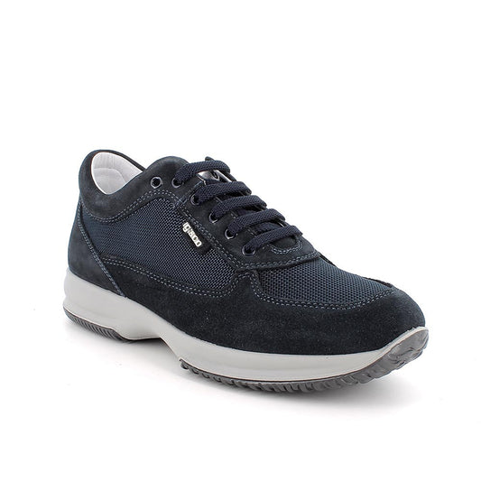 Sneakers IGI&CO scarpa Interactive uomo MADE IN ITALY in Camoscio e tessuto blu notte