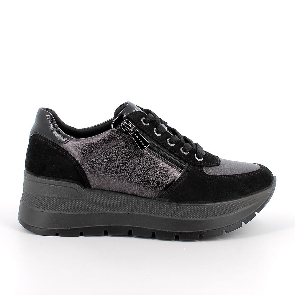 Sneakers IGI&CO scarpa sportiva da donna MADE IN ITALY in camoscio e pelle nero