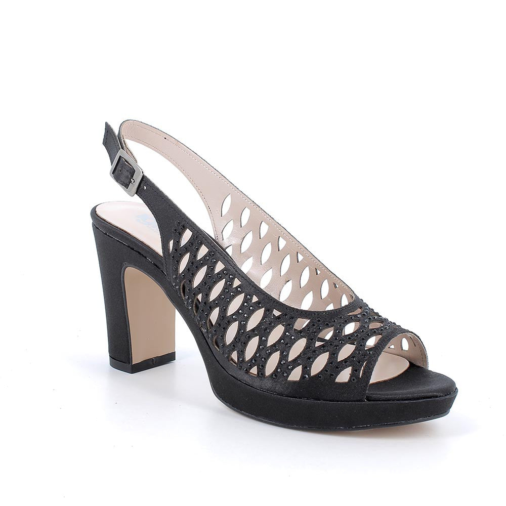 Sandalo donna elegante IGI&CO scarpa MADE IN ITALY tessuto raso nero