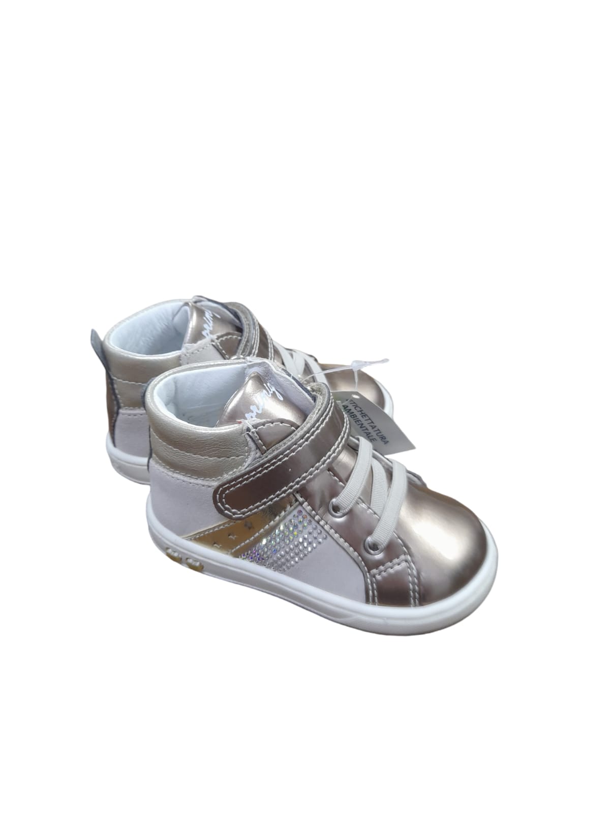 Sneaker PRIMIGI scarpa da bambina PRIMI PASSI in vernice bronzo e camoscio beige