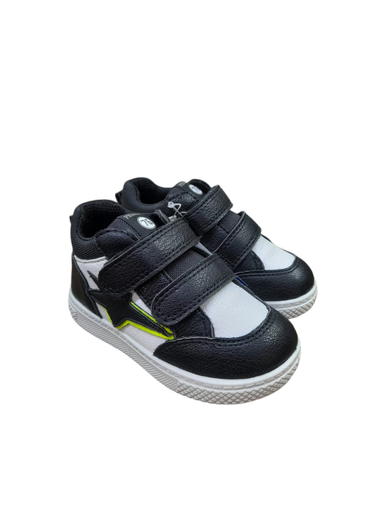 Sneaker PRIMIGI scarpa bambino Primi Passi in pelle bottolato nera e bianco