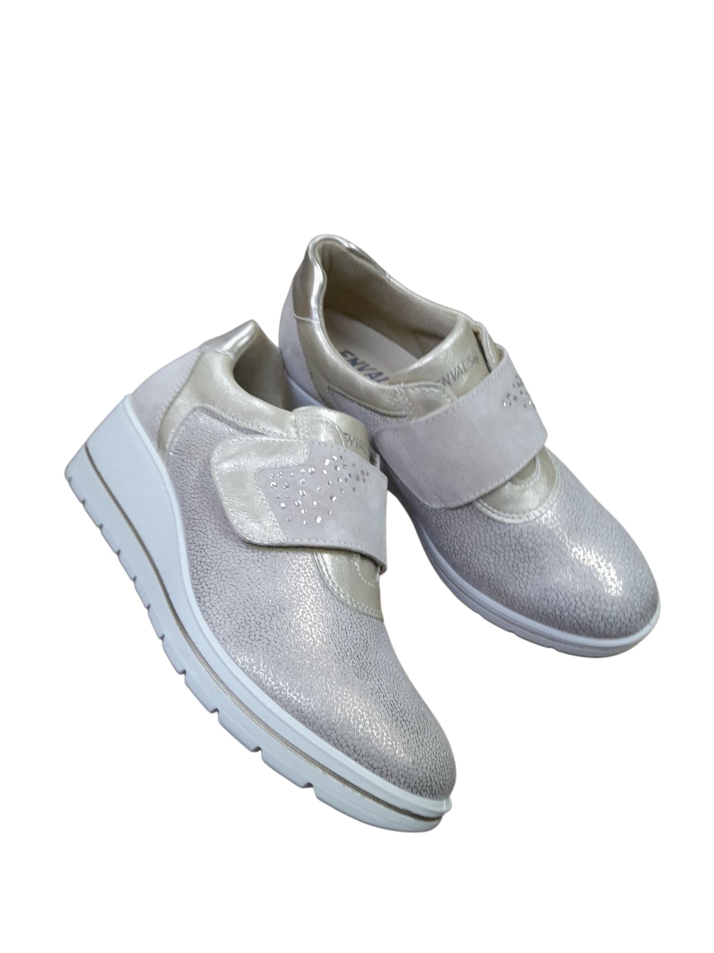 Sneakers ENVAL SOFT scarpa confort MADE IN ITALY da donna in tessuto Flyknit beige