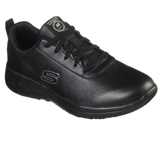 SKECHERS MARSING GMINA Work FOOTWEAR scarpa da donna in pelle bottolata nera