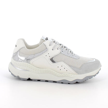 Sneakers IGI&CO scarpa donna MADE IN ITALY in camoscio e rete perla e bianco