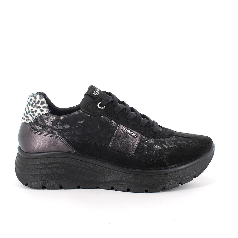 Sneakers IGI&CO scarpa sportiva da donna MADE IN ITALY in camoscio nero