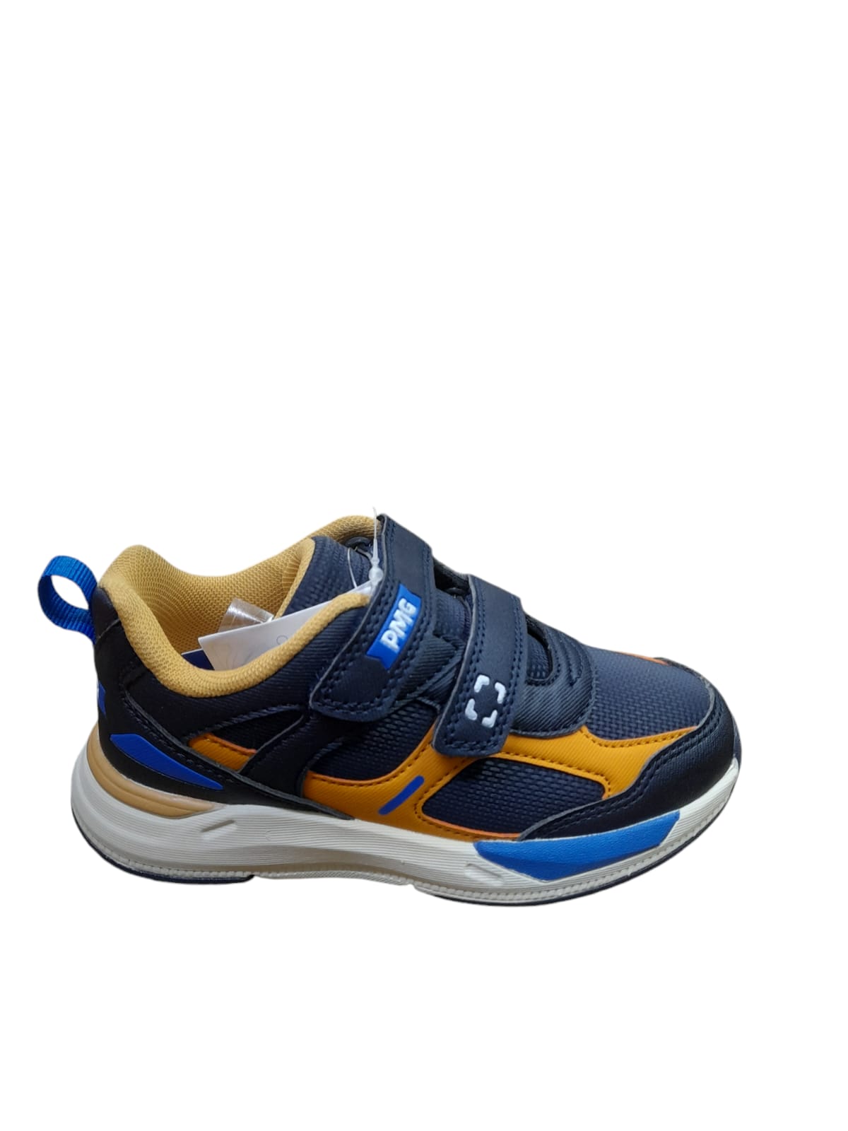 Sneaker PRIMIGI SPORT scarpa ginnastica da bambino in pelle e tela blu e senape