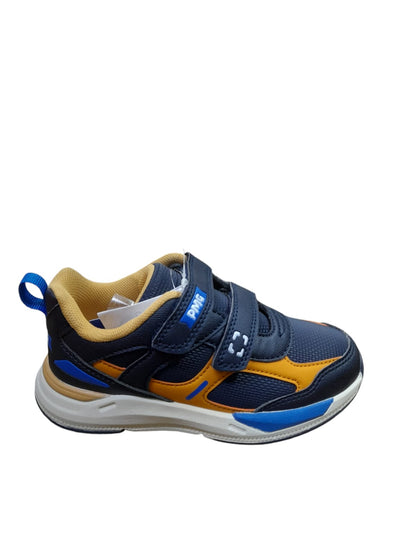 Sneaker PRIMIGI SPORT scarpa ginnastica da bambino in pelle e tela blu e senape