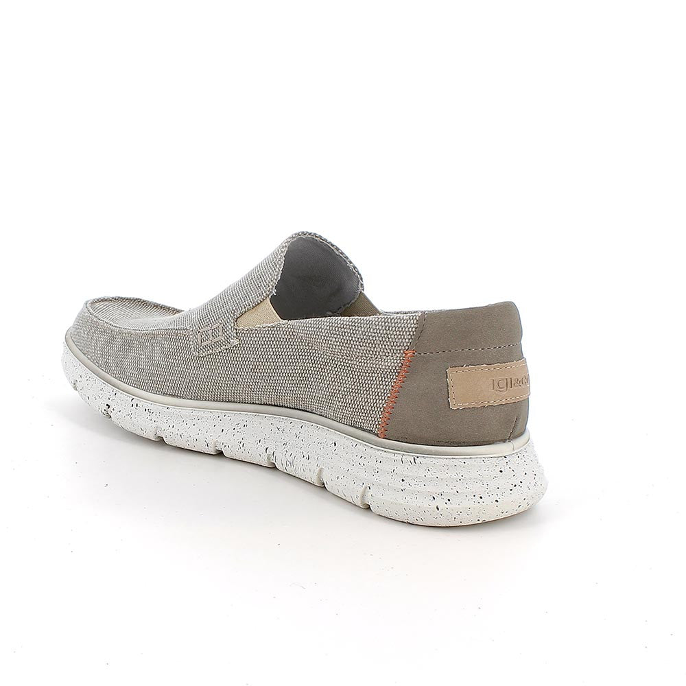 Mocassino IGI&CO scarpa da uomo MADE IN ITALY in tessuto canvas delave taupe